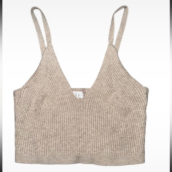 Garage Beige Ribbed Knit Top - Picture 1 of 3